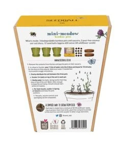 Seedball Bamboo Pots - Bee Mix -Flourish Flora SEEDBALL miniMeadow Bee back
