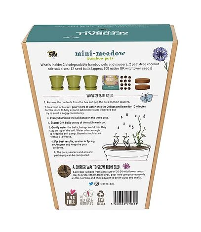 Seedball Bamboo Pots - Garden Meadow 6 Seedball Bamboo Pots - Garden Meadow - Image 6